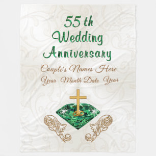 55th Wedding Anniversary Gift Personalised Blanket
