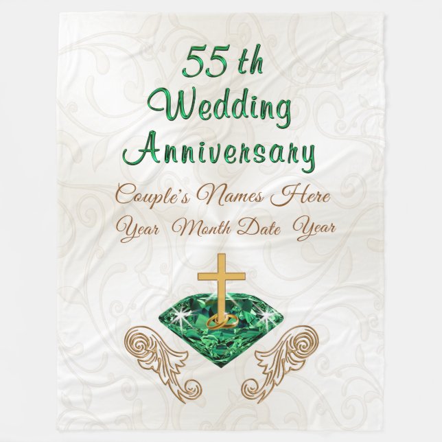55th Wedding Anniversary Gift Personalised Blanket (Front)