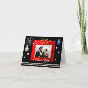 55th Wedding Anniversary & Gold Festive Holiday Thank You Card
