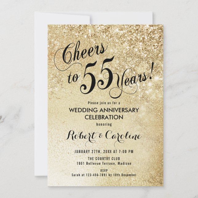55th Wedding Anniversary Gold Invitation (Front)