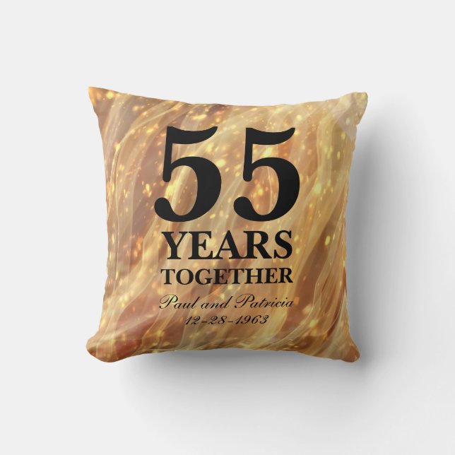 55th Wedding Anniversary Gold Party Lights Cushion (Front)