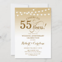 55th Wedding Anniversary - Gold White