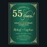 55th Wedding Anniversary - Green Gold Damask Invitation<br><div class="desc">55th Wedding Anniversary Invitation.
Elegant vintage design with emerald green damask pattern and faux gold. Features script font. Cheers to 55 years! Can be personalised into any year of marriage! Message me if you need further customisation.</div>