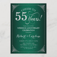 55th Wedding Anniversary - Green Silver Damask