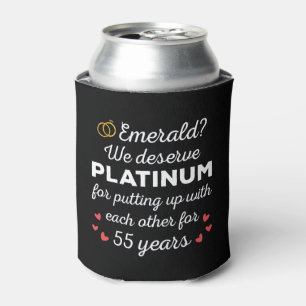 55th Wedding Anniversary I - Emerald Funny Couple Can Cooler