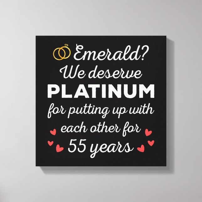 55th Wedding Anniversary I - Emerald Funny Couple Canvas Print (Front)