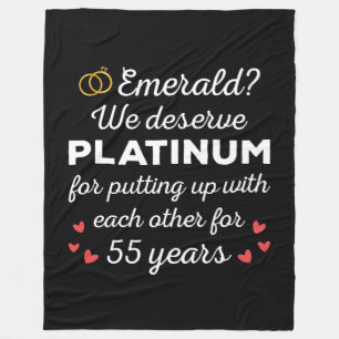 55th Wedding Anniversary I - Emerald Funny Couple Fleece Blanket
