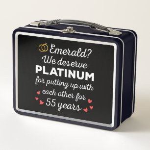 55th Wedding Anniversary I - Emerald Funny Couple Metal Lunch Box