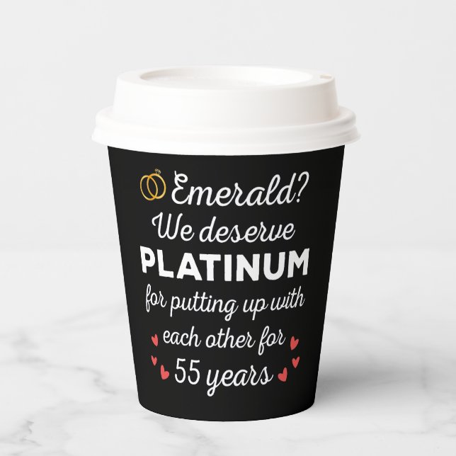 55th Wedding Anniversary I - Emerald Funny Couple Paper Cups (Front)