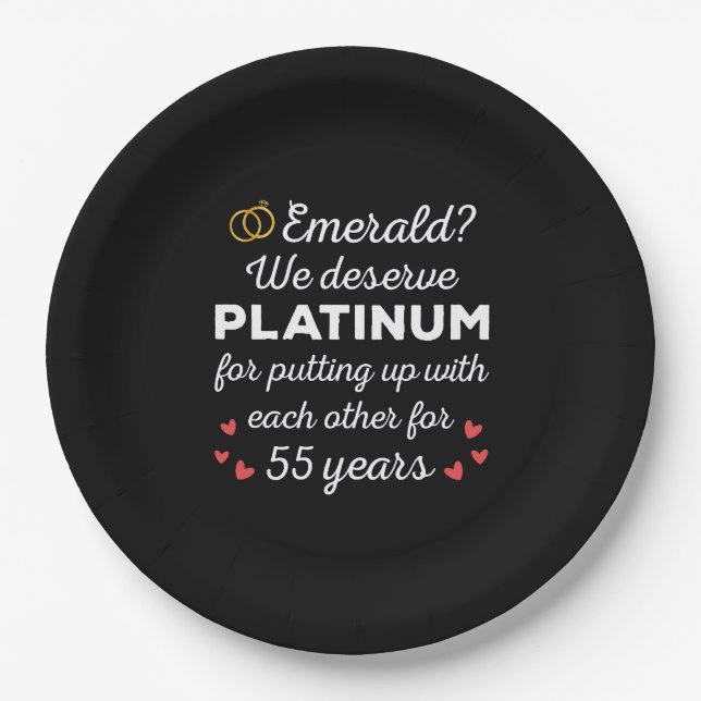 55th Wedding Anniversary I - Emerald Funny Couple Paper Plate (Front)