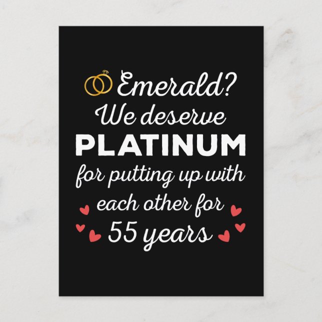 55th Wedding Anniversary I - Emerald Funny Couple Postcard (Front)