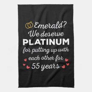 55th Wedding Anniversary I - Emerald Funny Couple Tea Towel