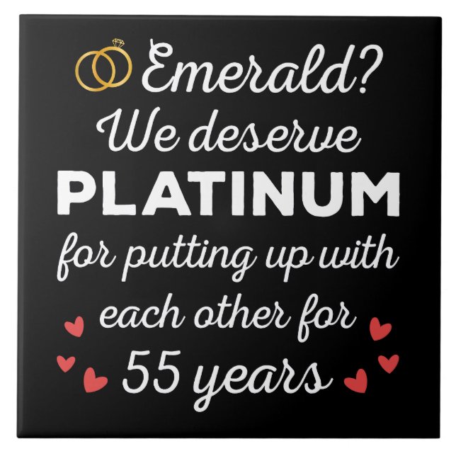 55th Wedding Anniversary I - Emerald Funny Couple Tile (Front)