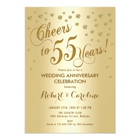 55th Wedding Anniversary Invitation in Gold | Zazzle.co.uk