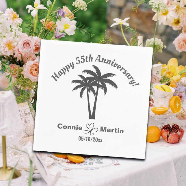55th Wedding Anniversary Palm Trees Napkin (Creator Uploaded)