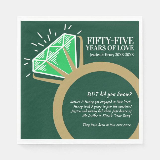 55th wedding anniversary party fun facts  napkins (Front)