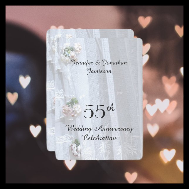 55th Wedding Anniversary Party, Vintage Lace Invitation (Creator Uploaded)