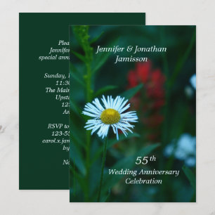 55th Wedding Anniversary Party White Daisy Names Invitation