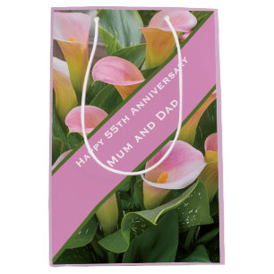55th Wedding Anniversary Pink Calla Lily Medium Gift Bag