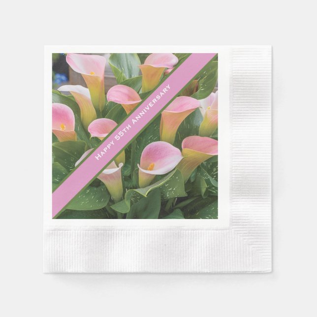 55th Wedding Anniversary Pink Calla Lily Napkin (Front)