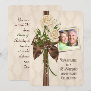 55th Wedding Anniversary Roses Invitation