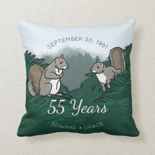 55th Wedding Anniversary Squirrels Cushion