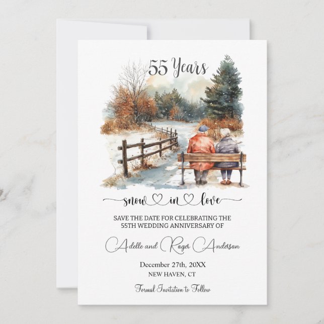 55th Wedding Anniversary Winter Landscape Romantic Save The Date (Front)
