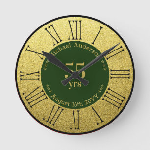 55yrs Retirement or Anniversary Personalised Round Clock