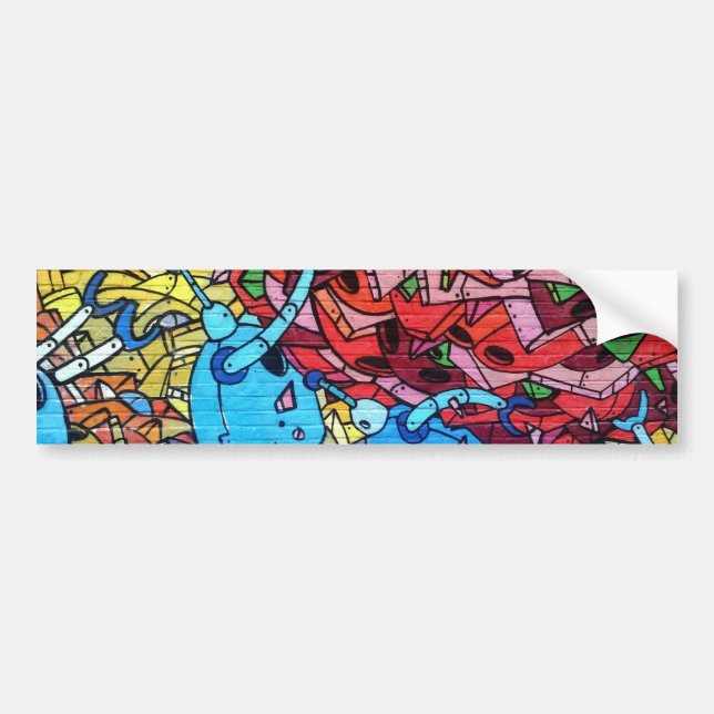 569 GRAFFITI GANGSTER COLOURFUL CITY WALL BACKGROU BUMPER STICKER (Front)