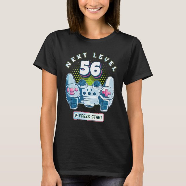 56 Birthday Gamer Next Level 56 Gaming Controller  T-Shirt (Front)