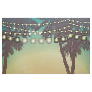 56" Inch Wide Cotton Fabric Beach Sunset Palm Tree