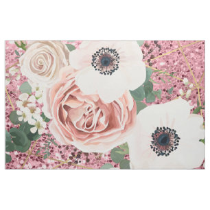 56" Inch Wide Cotton Fabric Geometric Garden Rose