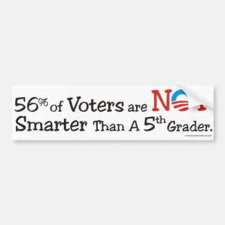 56 percent of voters NOT smarter bumpersticker Bumper Sticker