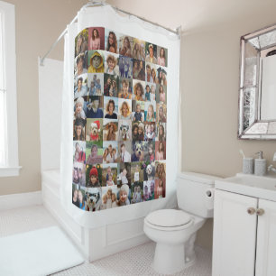 56 Photo Collage - Modern Minimal White Shower Curtain
