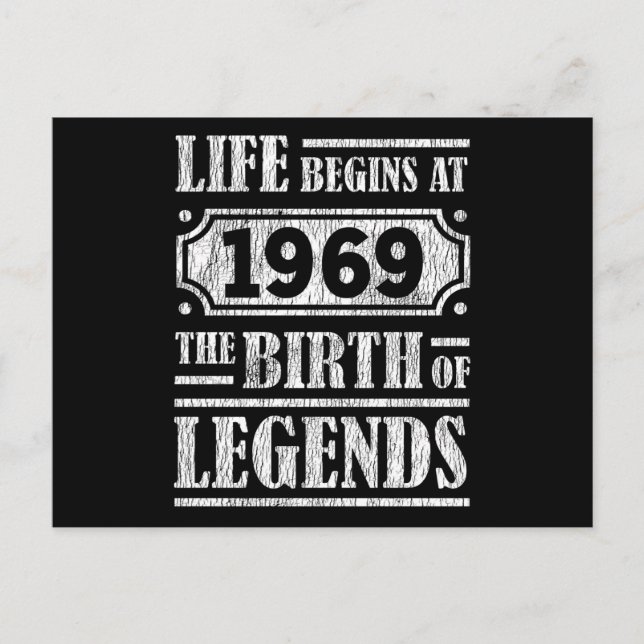 56 Year Old 1969 Birth Of Legend 56th Birthday Postcard (Front)