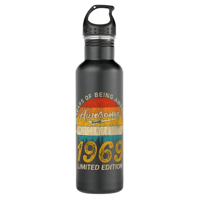 56 Year Old 1969 Retro Awesome 56th Birthday Gift 710 Ml Water Bottle (Front)