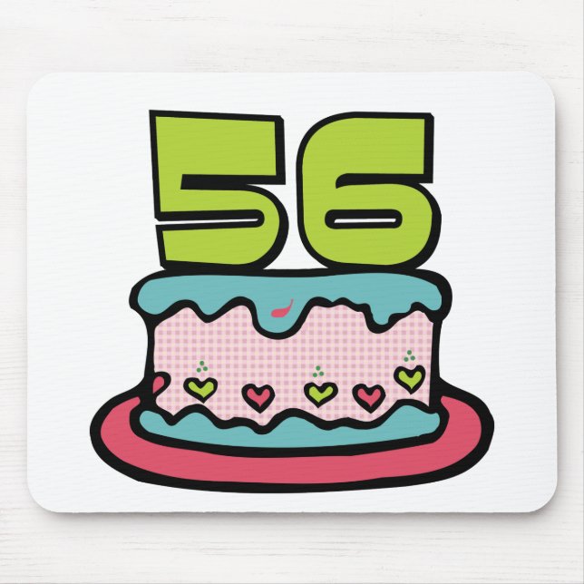 56 Year Old Birthday Cake Mouse Mat (Front)