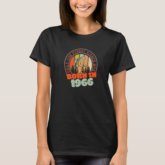 56 Year Old Hiking Sloth Born in 1966 56th Birthda T-Shirt (Front)