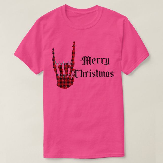 56j0 Merry Xmas Christmas Buffalo Plaid Skeleton X T-Shirt (Design Front)