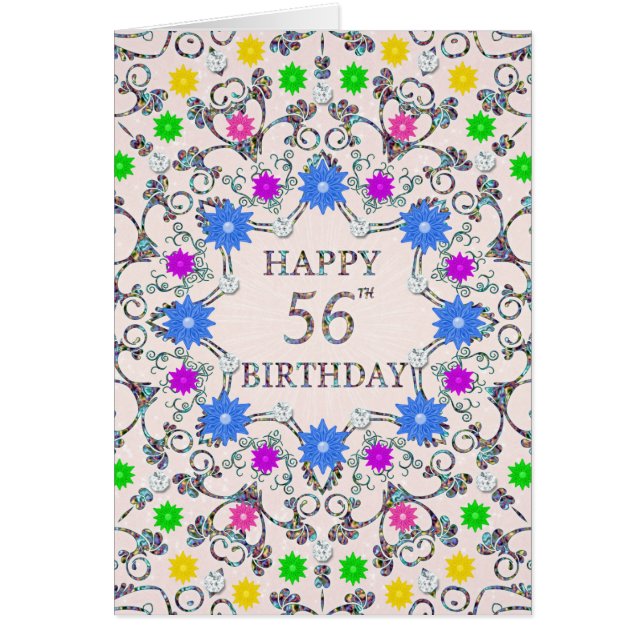 56th Birthday Abstract Flowers  (Front)
