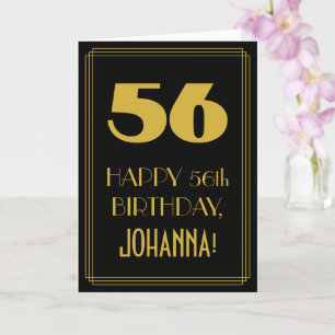 56th Birthday – Art Deco Inspired Look "56" & Name Card