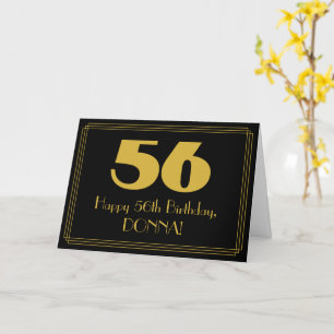56th Birthday: Art Deco Inspired Look "56" & Name Card
