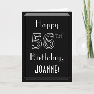 56th Birthday: Art Deco Style # 56 & Custom Name Card
