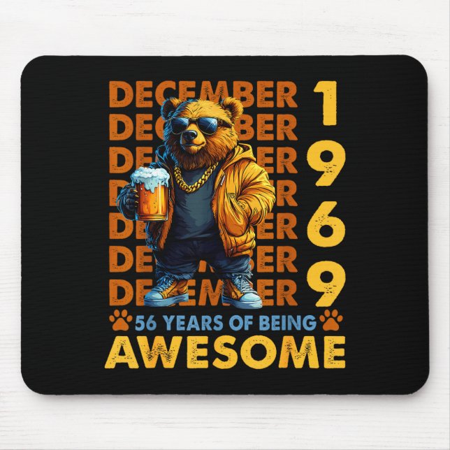 56th Birthday Bear Legends December 1969 56 Years  Mouse Mat (Front)