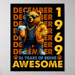 56th Birthday Bear Legends December 1969 56 Years  Poster