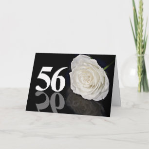56th Birthday Card with a classic white rose