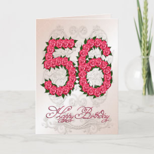 56th birthday card with roses and leaves