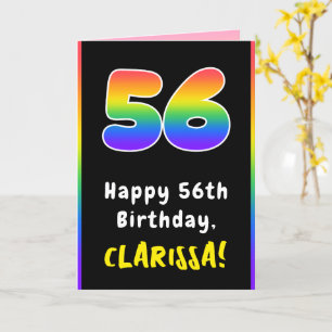 56th Birthday: Colourful Rainbow # 56, Custom Name Card