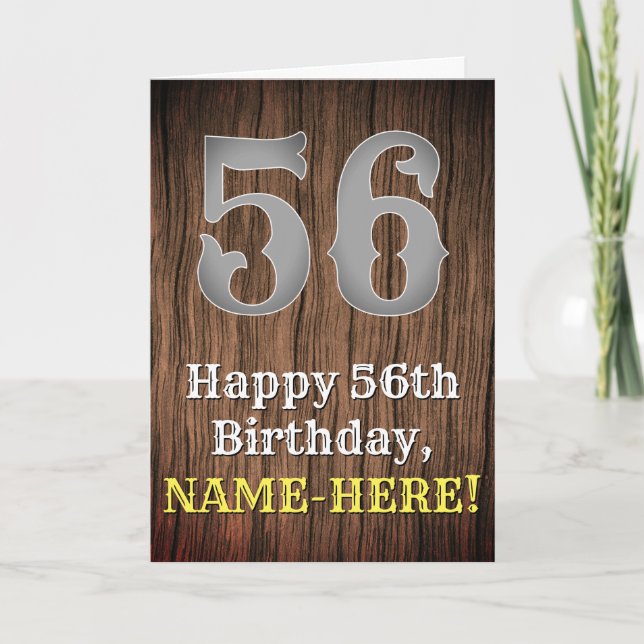 56th Birthday: Country Western Inspired Look, Name Card (Front)
