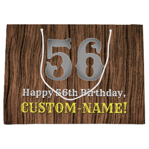 56th Birthday: Country Western Inspired Look, Name Large Gift Bag
